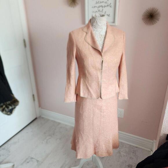 Dresses & Skirts - Flawless kulson Italy tweed womens suit skirt blazer jacket set pink gold 46
